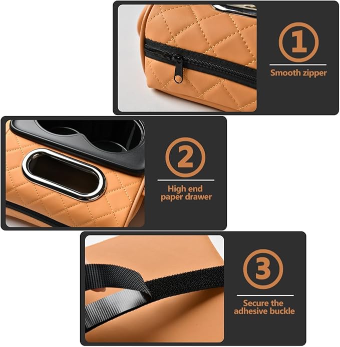 Car Armrest Cushion for SUV with Cup Holder 2.75" Height,5-in-1 Center Console Cover with 2 Storage Bags, Tissue Box Slot, Phone Slot for Sedans, Car Accessories Interior Organizers (Beige)