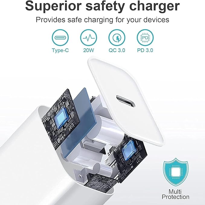 USB C iPad Fast Charger for iPad Pro 13/12.9/11 in 2025/2024/2022/2021/2020/2018,iPad Air 4th/5th Gen,Mini 6th/A17 Pro,iPad 10/A16,20W Wall Fast Charger Block with Extra Long 10FT USB C to C Cable