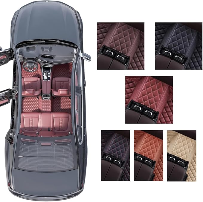 Custom Personalized Floor Mats for Cars，Luxury Full Coverage All Weather Car Floor Mats，Anti-Slip Leather Car Mat Set ，Custom Floor Mats for 99% of Cars, Trucks & SUVs (Streak Beige)