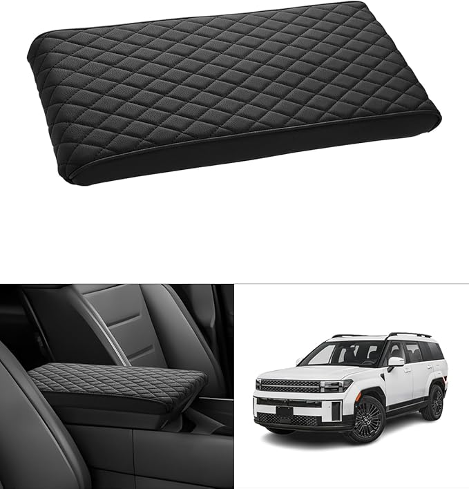 Shademax Custom for 2024 2025 2026 Hyundai Santa Fe Center Console Cover Armrest Cover Santa Fe Hybrid Accessories Arm Rest Cushion Pad Leather Middle Console Cover Armrest Seat Box Protector