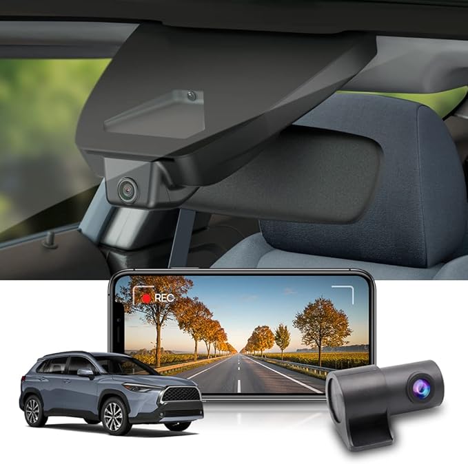 Fitcamx Front 4K+Rear 1080P Dash Cam Adapts for Toyota Corolla Cross 2023-2026 (NOT Corolla), OEM Style, Built-in WiFi & APP, Dual HD Video, Loop Recording, G-Sensor, Easy to Set, 128GB Card