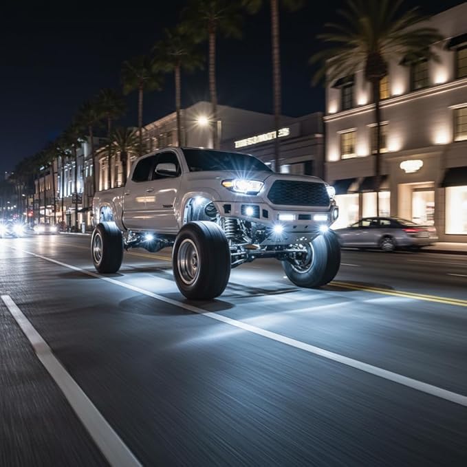 YONEDA 20 Pods White Rock Lights 6000K 42LED Ultra Bright LED Underglow Lights IP68 Waterproof for Trucks SUV UTV ATV RZR Car Boats Pickup Motorcycle with 39.37ft Extension Wire