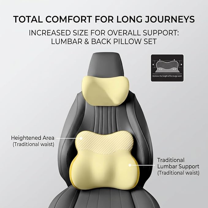 Car Headrest Pillow & Lumbar for Alfa Romeo Stelvio 2017-2021, Car Seat Neck Pillow Back Support, Breathable All-Season Automotive Seat Cushions, 2PCS,B Gray