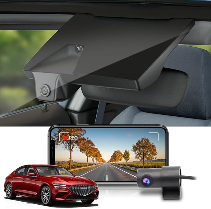 Fitcamx Front 4K+Rear 1080P Dash Cam Adapts for Genesis G70 2019-2026 (Part No Ends with #G9600), Integrated OEM Look, Dual HD Video, WiFi & APP, Loop Recording, G-Sensor, Easy to Use, 128GB Card