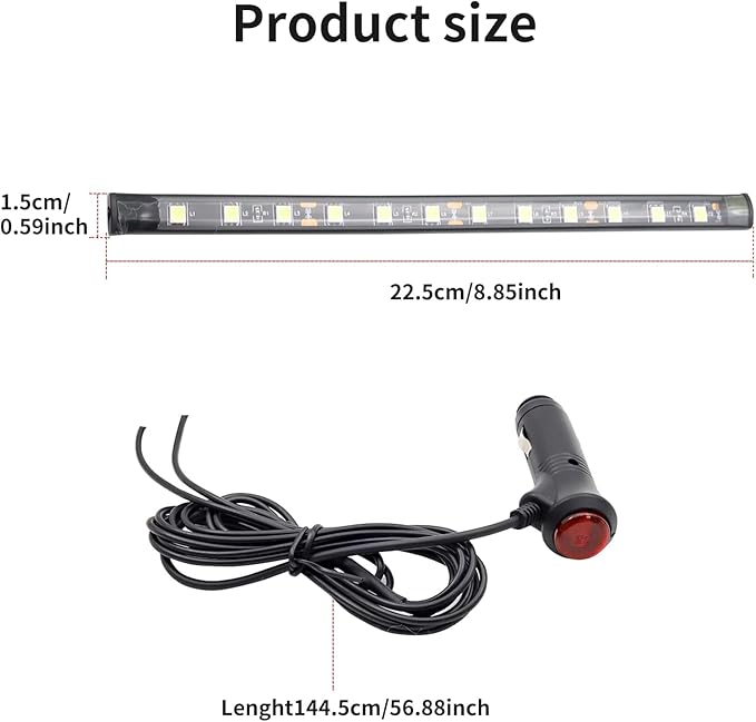 LED Interior Lights DC 12V Seat Ambient Light Cigarette Lighter, Car Uncer Dash LED Light Strip DRL Daylight Strip Car Icyblue Atmosphere Lights-2 splitters in1