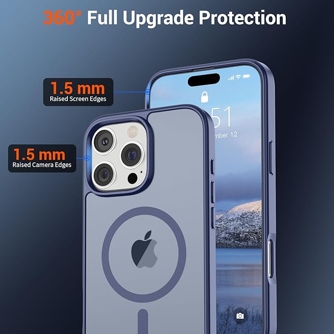 SUPFINE Magnetic for iPhone 16 Pro Case (Compatible with MagSafe) (Military Grade Drop Protection) Slim Translucent Matte Shockproof with Anti-Fingerprint Phone Case,Lavender Gray