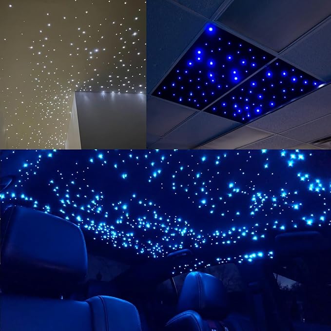 AKEPO 32W RGBW Twinkle APP Fiber Optic Lights Kit Music Activated Star Ceiling Sky Light, with 800pcs of 16.4ft/5m Mixed Dia. (0.75+1+1.5mm) Optical Fiber Cable and Crystals for Car & Media Room Decor