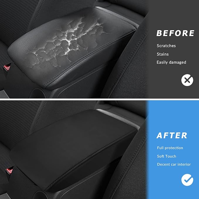 INTGET Car Center Console Armrest Cover for VW Volkswagen Jetta Accessories 2012 2013 2014 2015 2016 2017 2018 Middle Arm Rest Seat Box Cover Elbow Cushion Pad (Black, 2012-2018 B Version)