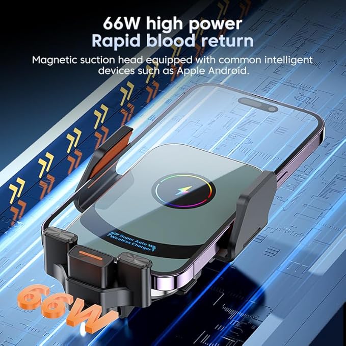 Super Wireless Car Charger Universal Windshield Auto Clamping Car Mount 15W/10W/7.5W/5W Fast Charging Car Phone Mount for iPhone 16 15 14 13 12 Pro Max 11 XS Samsung Galaxy S24 Ultra S23 S22 S21 S20