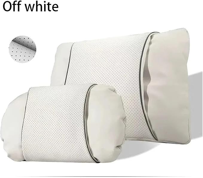 1/2PCS PU Leather Car Neck Pillow & Lumbar Support Cushion, Breathable Universal Seat Headrest Waist Pad, Soft Support Cushion for Daily Driving and Travel(C Style backrest)