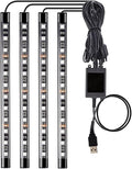 Led Interior Car Lights, Controller Led Lights for Cars, Multicolor Music Underglow Lighting Kits with Wireless Control and Sound Active Function, 4pcs 48 USB LED Interior Lights, DC 5V