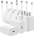 Essri 25W for iPhone 16 15 Charger Fast Charging,4 Pack USB C Wall Charger Block with (6 ft+10 ft) x2 Long USB C to C Cable for iPhone 16/15 Pro Max/Plus,for iPad Pro/Mini,White