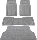 Motor Trend FlexTough Gray Floor Mats for Cars & Cargo Mat Full Set - All Weather Front & Rear Rubber Automotive Floors Mats & Cargo Liner for SUV, Car, & Van - Interior Trunk Mat & Floor Cover