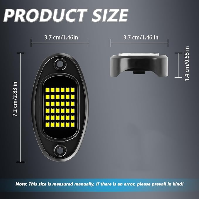GSRECY Rock Lights Ultra Bright LED Neon Underglow Lights Waterproof for Trucks Pickup SUV UTV ATV RZR Car Boats Motorcycle (White, 8 Pods)