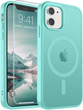 SUPFINE Magnetic for iPhone 11 Phone Case(Compatible with MagSafe)(Military Grade Drop Protection) Slim Translucent Matte Shockproof with Anti-Fingerprint Phone Case,Blue Green