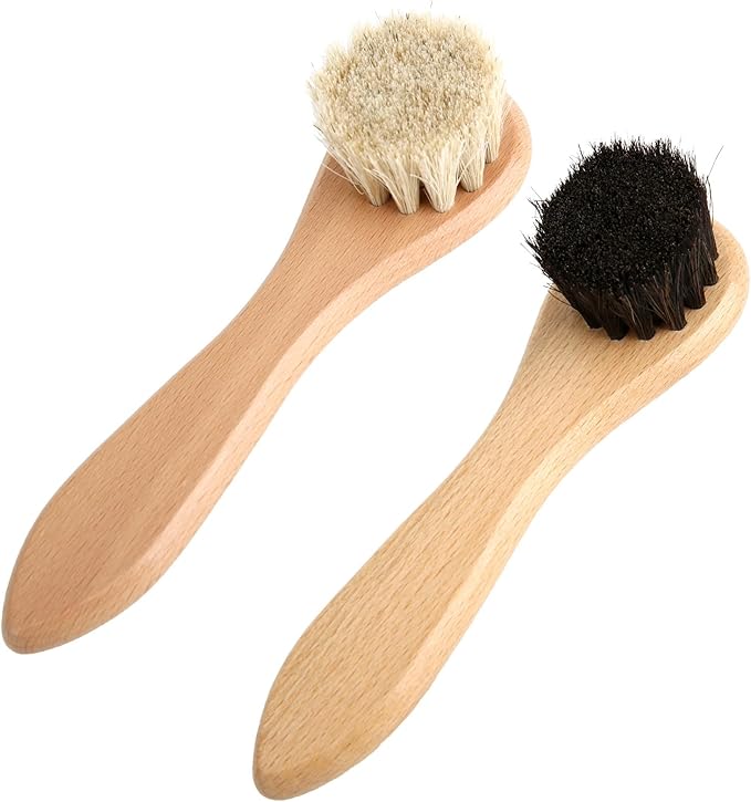 lasuroa 2pcs Baseball Glove Brush, Small Baseball Glove Scrub Horsehair Brushes Gentle Routine Maintenance Horse Hair Bristles Practical Cleaning Supply Accessories for Deep Clean