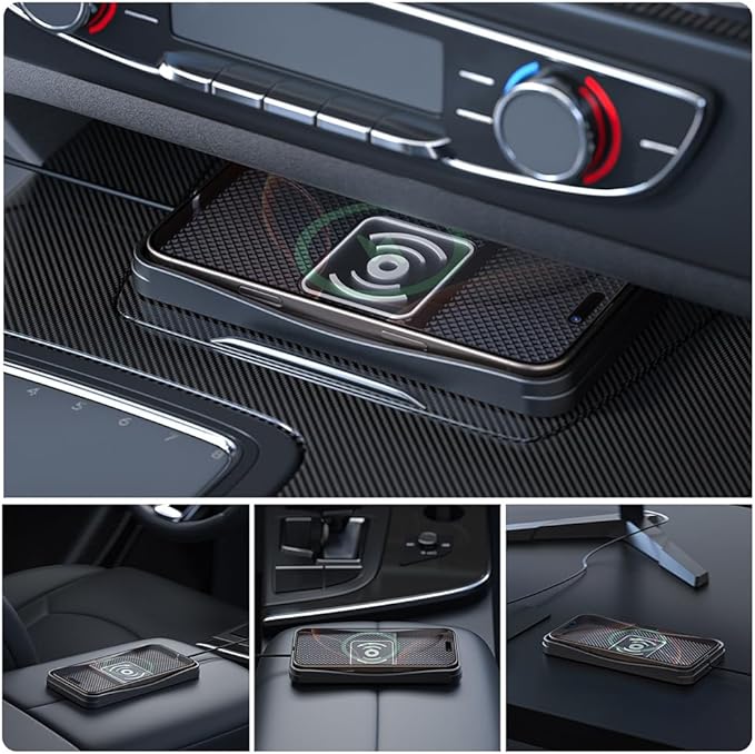 Car Wireless Charger Pad for Toyota Avalon 2000-2022, Type-C/USB 20W Fast Wireless Car Charger Pad Non-Slip Cordless Charging Mat,A-30cm Cable Type-C Plug