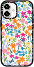 CASETiFY Impact Case for iPhone 16 Plus [Slim / 8.2 ft. 4X Military Grade Drop Protection/Compatible with Magsafe] - Bright Spring Flowers - Clear Black
