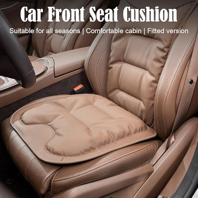 Car Seat Cushion, 2025 New Skin-Friendly Leather Seat Cushions, Skin-Friendly Leather Seat Cushions, Front Bottom and Rear Seat Cushions for Auto Office (Black 1set)