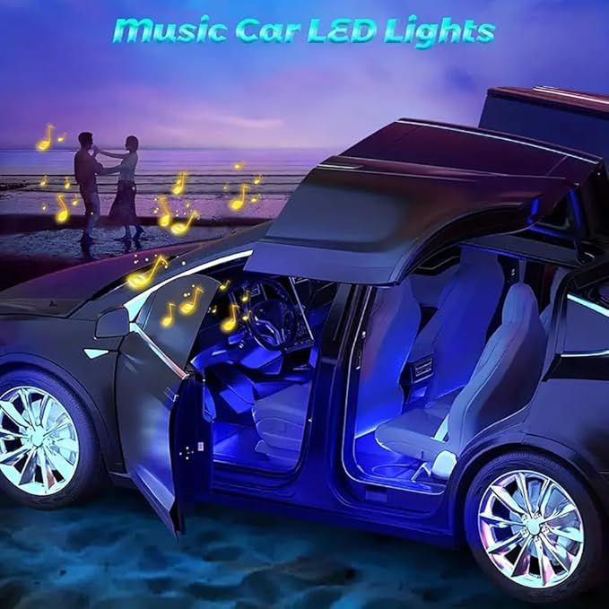 Car LED Interior Strip Lights, RGB Car Interior LED Light Wireless APP and Remote Control, 9 in 1 Ambient Lighting Kit with 236 Inches Fiber Optic, EL Wire Lights for Car Inside