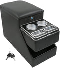 Center Console Organizer for Minivans, SUVs & Middle Van Seats - Floor-Mounted Lockable Storage Box with Dual Cup Holders, Ideal for Vehicle Interior