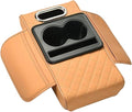Car Center Console Pad PU Leather Armrest Organizer with Tissue Box Slot for Vehicles, Style A