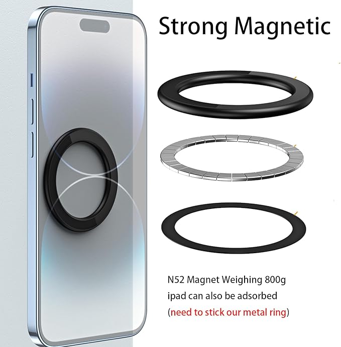 Magnetic Ring Holder for iPhone 14 13 12 Magnet Wall Mobile Phone Holder Magnetic Car Phone Stand for magsafe case (white 2pcs)