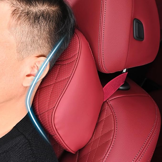 for Chevy Silverado 2007 2008 2009 2010 2011 2012 2013 Leather Car Seat Headrest Lumbar Cushion, Lumbar Support Pillow for Car,for Driving Traveling Relieving Neck Fatigue,1-A Beige