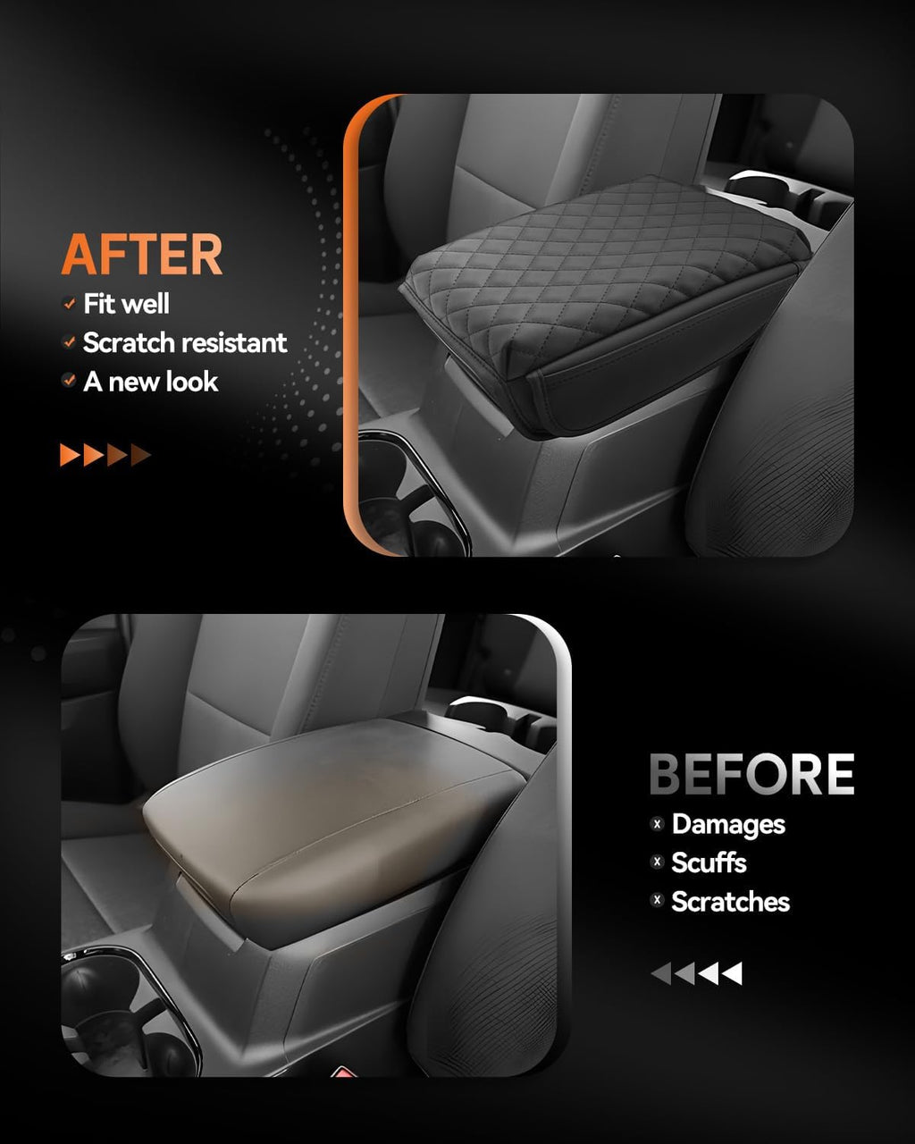 CDEFG for 2023-2025 GMC Canyon Center Console Cover Armrest Box Cover for Canyon (Elevation, AT4, Denali) 2023 2024 2025 Accessories Console Arm Rest Protector Checkered Padded Side Pocket