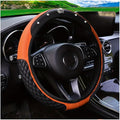 Bling Car Steering Wheel Cover, Diamond Leather Crystal Rhinestones Vehicles Steering Wheel Protector, Sparkling Anti-Slip Automotive Interior Decoration Accessories, Universal Fit (Orange)