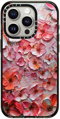 CASETiFY Impact iPhone 15 Pro Case [4X Military Grade Drop Tested / 8.2ft Drop Protection/Compatible with Magsafe] - Barcelona Flower Rose Garden - Clear Black
