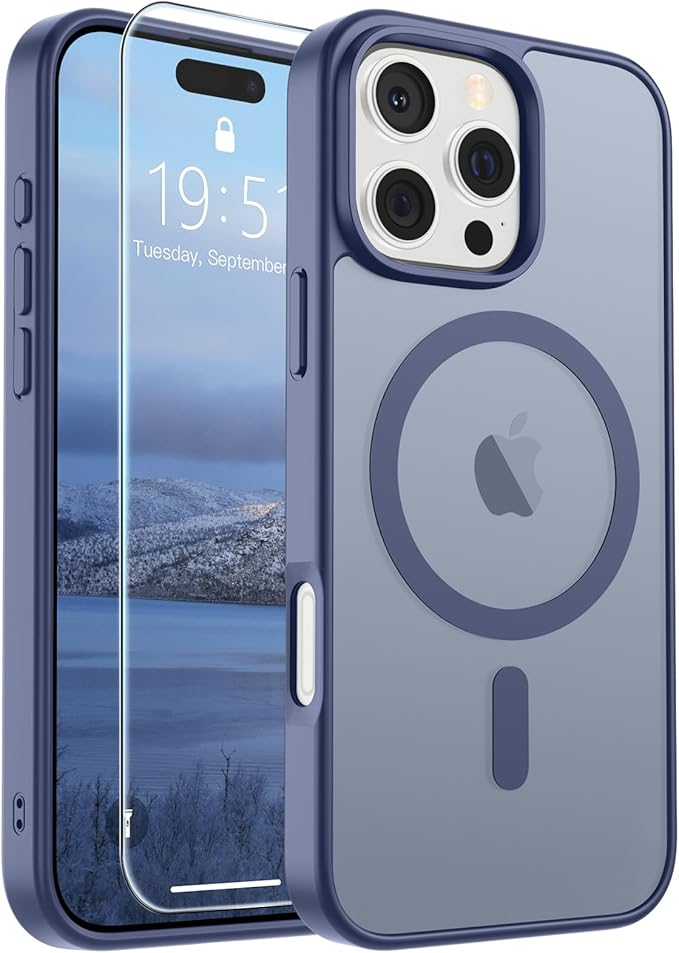 SUPFINE Magnetic for iPhone 16 Pro Case (Compatible with MagSafe) (Military Grade Drop Protection) Slim Translucent Matte Shockproof with Anti-Fingerprint Phone Case,Lavender Gray