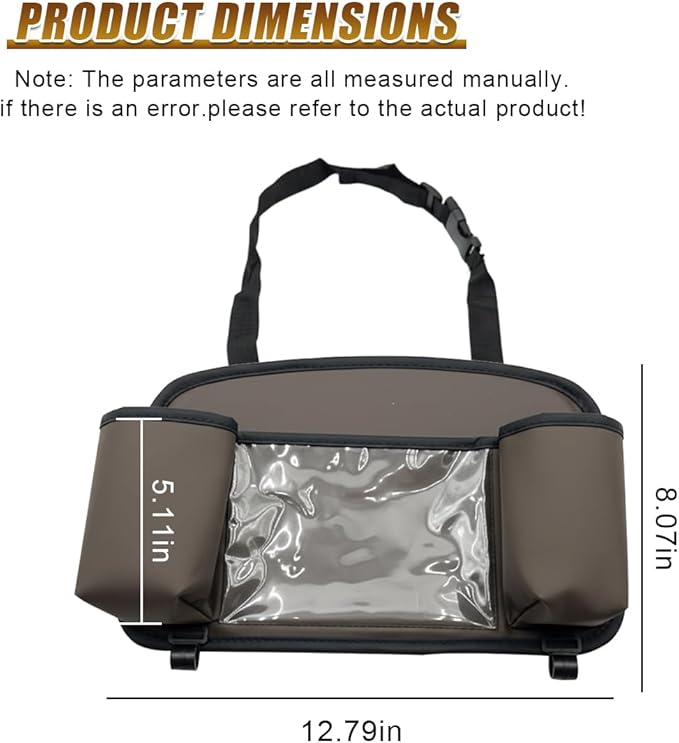 Craedli 3 in 1 Car Back Seat Organizer with Cup Holder & Hook, Multifunctional Car Seat Back Storage Box for Hold Phone Drinks Handbag, Travel Accessory Auto Interior Organizer with Tissue Box (Brown)