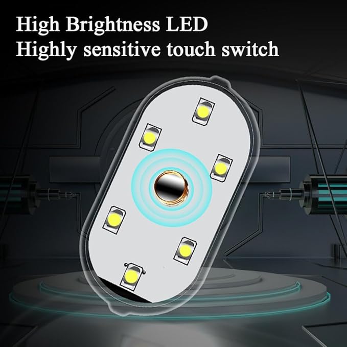 Car Interior Lighting, LED Reading Light, 7 Color Switches, USB Charging Touch Switch Wireless Portable Mini Ambient Light【2Pcs/Pack】