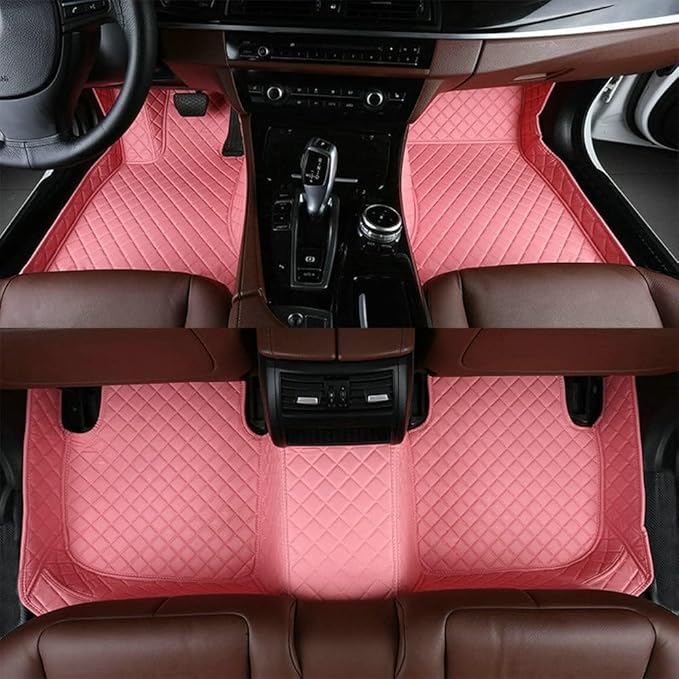 Custom Making Car Floor Mats for 98% Sedan SUV Car Protection Full Coverage Mats Anti-Slip Leather Floor Liners All Weather Car Floor Mats (Pink)