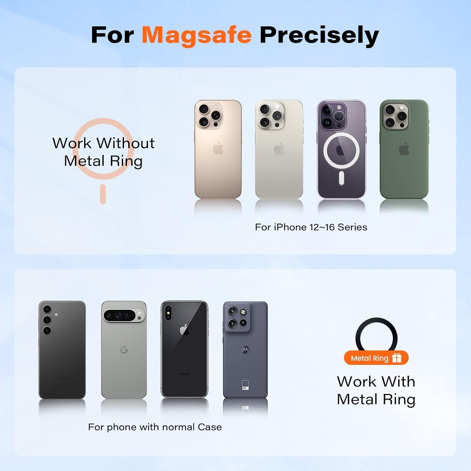 APPS2Car for MagSafe Car Mount, Magnetic Phone Holder for Car Dashboard Windshield iPhone Mount Holder Compatible with iPhone 16 15 14 13 12 Pro Plus Max, 17 Strong Magnets, Charging Not Supported