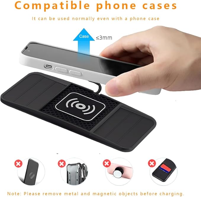 Wireless Charging Pad for Car for Toyota 4Runner 2000-2025, DIY Trim-to-Fit Slim Non Slip Fast Charger Car Wireless Charging Pad 30CM Cable,A&30cm Type-C Plug Cable