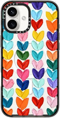 CASETiFY Impact Case for iPhone 16 Plus [Slim / 8.2 ft. 4X Military Grade Drop Protection/Compatible with Magsafe] - Clear Polka Daub Hearts - Clear Black