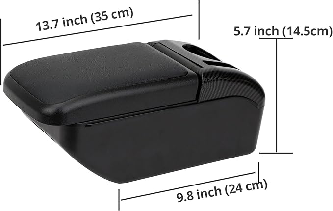 AULPHIKE Compatible with Nissan Versa Armrest 2020-2024 Car Center Console Organizer Armrests Double Layer Storage with USB Ports（Black Style）