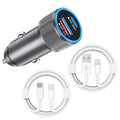 iPhone Car Charger,USB C Fast Car Charger[Apple MFi Certified] Apple Car Charging 38W Dual Port CarCharger Cigarette Lighter Adapter 2x3ft PD&QC 3.0 Lightning Cable for iPhone 14/13/12 Pro/11/Airpods