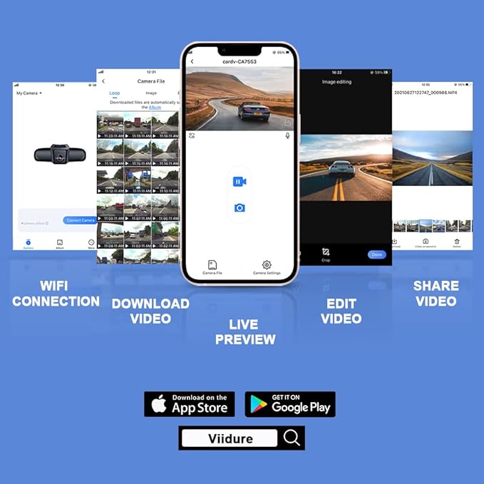 Fitcamx Front 4K+Rear 1080P Dash Cam, Universal Fit (Connected to OBD or Fuse Box), No Rearview Mirror Cover, 2 Way HD Video, WiFi & APP, Loop Recording, Gravity Sensor, Easy to Use, 128GB Card