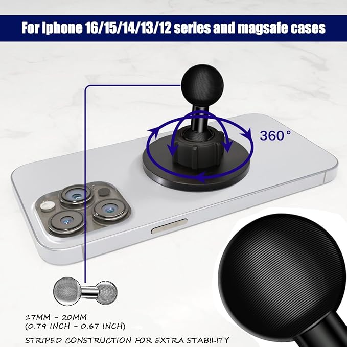 20mm Mganetic Mount for Magsafe, Phone Car Mount Accessory Magnetic Phone Mount Base Fits 20mm (0.78") Ball Socket