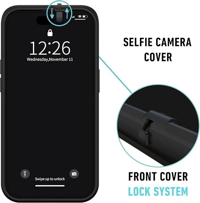 Spy-Fy iPhone 17 Privacy Case | Front and Rear Camera Covers | MagSafe iPhone Case with Lens Protection | Camera Blocker for Privacy and Safety | Slim Shockproof Phone Cover 6,3-inch Black
