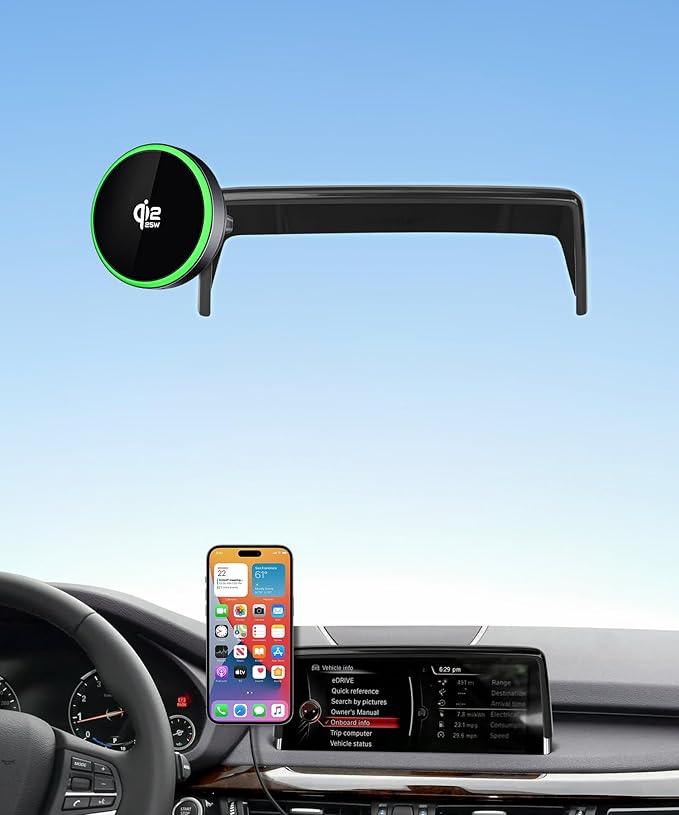 Qi2.2 Max 25W Fast Wireless Car Charger Phone Holder for 2014-2018 BMW The X5 / 2015-2019 BMW X6 10.2-Inch Screen, Magnetic Phone Mount Compatible with MagSafe