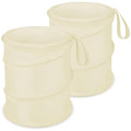 Car Trash Can, 2 Packs Mini Collapsible Car Trash Bin for Front Back Seat, Pop up Car Garbage Can, Portable Car Trash Bag Hanging for Vehicle SUV Rv Truck Accessories Interior, Beige