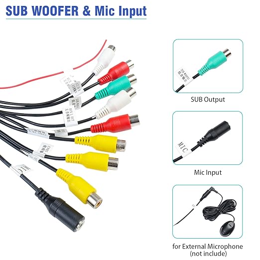 Radio RCA Wiring Harness Adapter 20Pin Plug with 9 Female RCA Connector Assembly for Android Car Radio Stereo