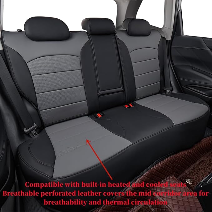 coverdream Forester Car Seat Covers Custom Fit for 2009-2013 Subaru Forester Seat Covers,Rear Seat W/Cup Holder,Full Coverage Waterproof Leather Seat Protector(Full Set,Black/Gray)