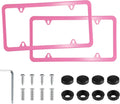 LivTee 4 Holes Stainless Steel License Plate Frames, 2 PCS Car Licence Plate Covers, Automotive Exterior Accessories Slim Design with Bolts Washer Caps for US Vehicles, Pink