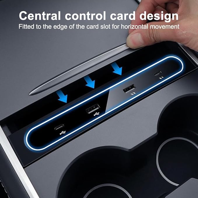 Car USB Hub,Multi-Functional USB Expander with LED Light for Car Vehicle Center Console