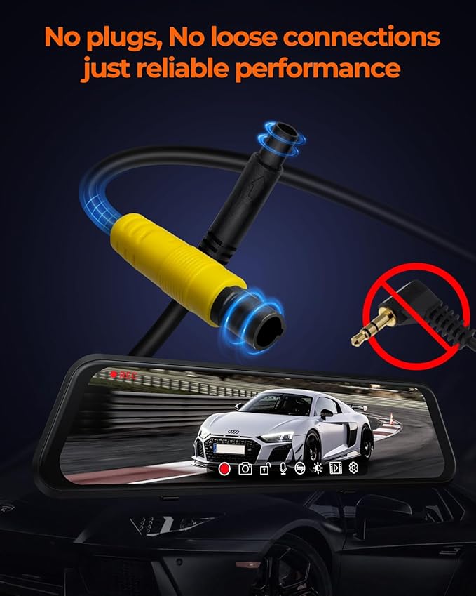 ACUMEN 4K Rear View Mirror Camera,Smart 12" Touch Screen Mirror Dash Cam Front and Rear,Backup Camera for Cars & Trucks with Blind Spot Detection (M4 Quad)